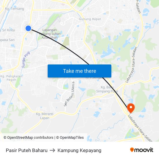 Pasir Puteh Baharu to Kampung Kepayang map