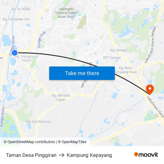 Taman Desa Pinggiran to Kampung Kepayang map