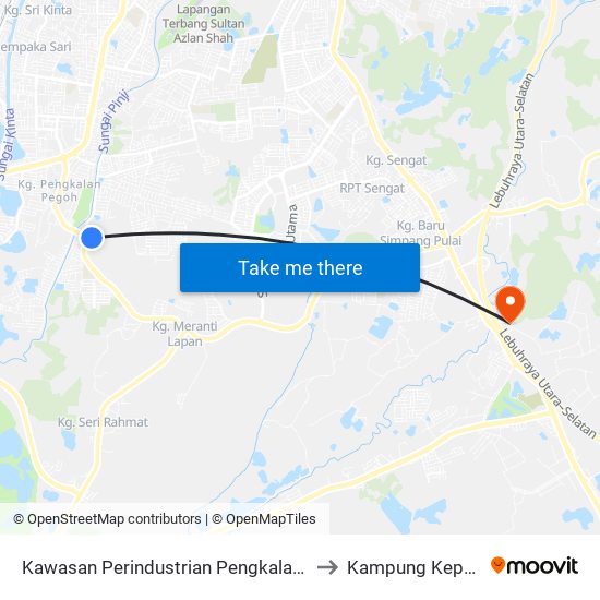 Kawasan Perindustrian Pengkalan Pegoh 2 to Kampung Kepayang map