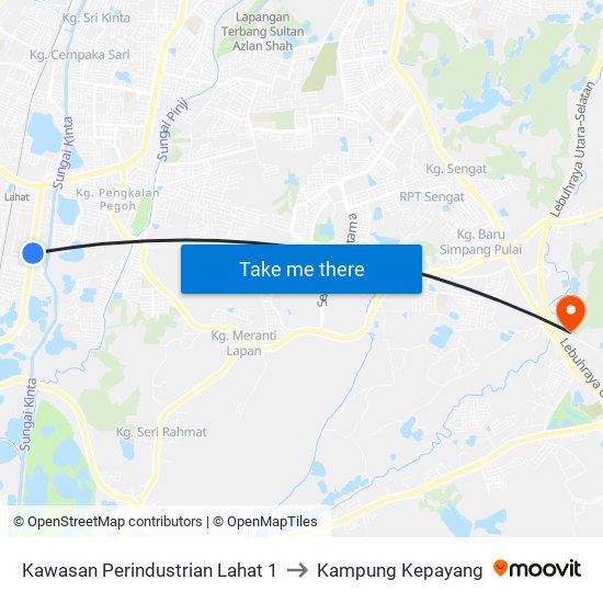 Kawasan Perindustrian Lahat 1 to Kampung Kepayang map