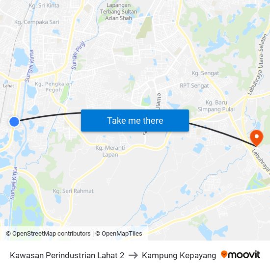 Kawasan Perindustrian Lahat 2 to Kampung Kepayang map