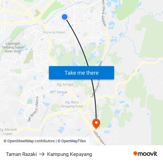 Taman Razaki to Kampung Kepayang map