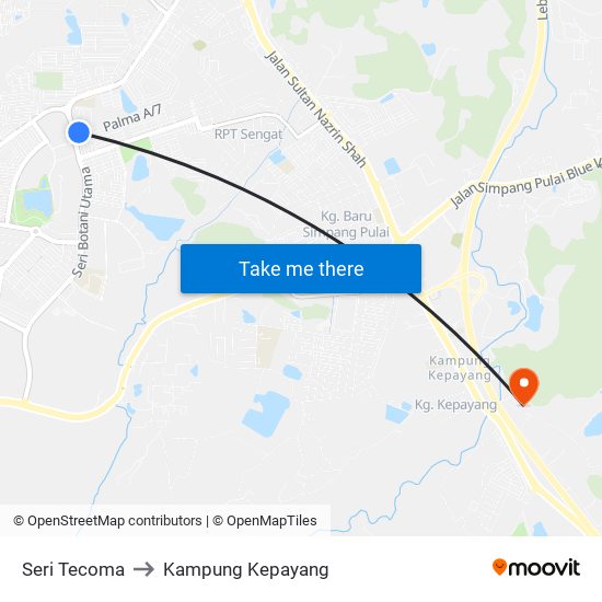 Seri Tecoma to Kampung Kepayang map