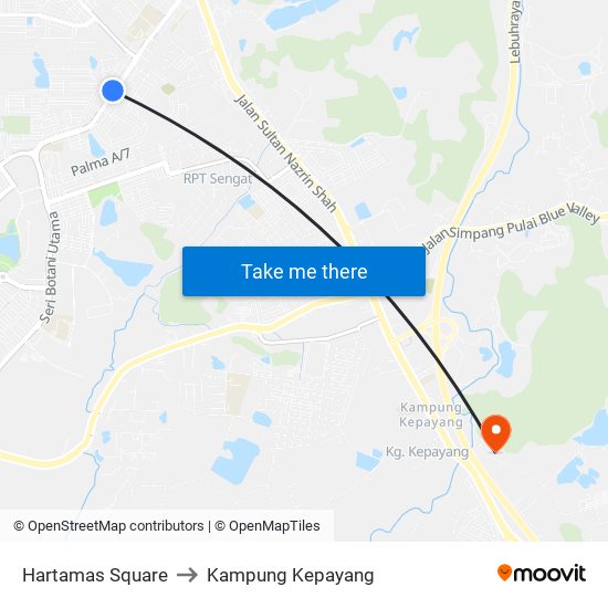 Hartamas Square to Kampung Kepayang map