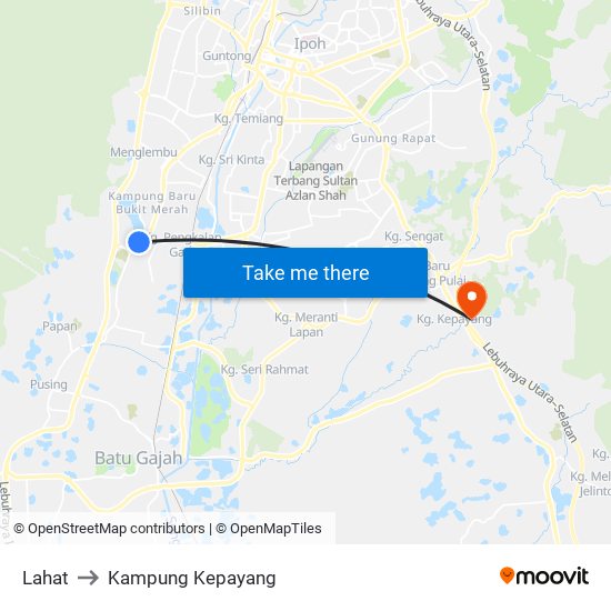 Lahat to Kampung Kepayang map
