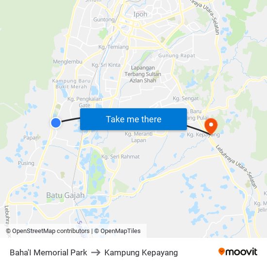 Baha'I Memorial Park to Kampung Kepayang map