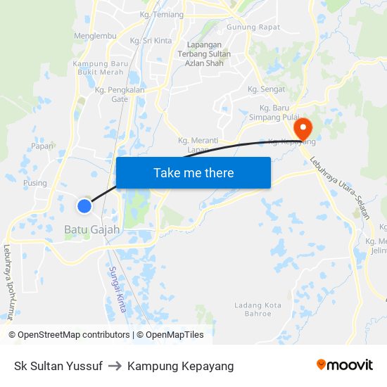 Sk Sultan Yussuf to Kampung Kepayang map