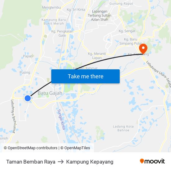 Taman Bemban Raya to Kampung Kepayang map