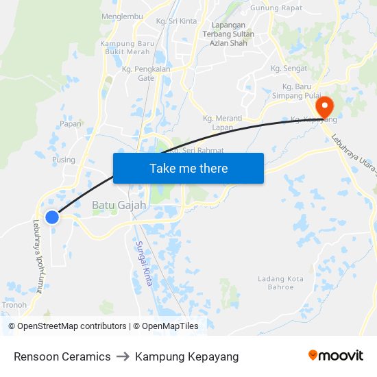 Rensoon Ceramics to Kampung Kepayang map