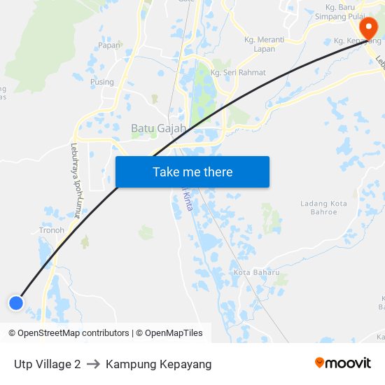 Utp Village 2 to Kampung Kepayang map