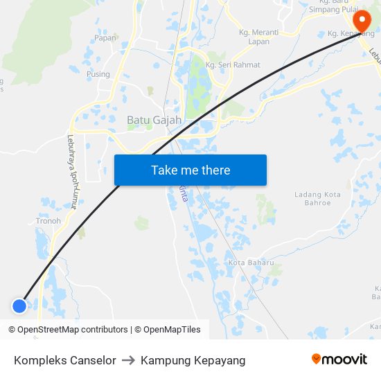 Kompleks Canselor to Kampung Kepayang map