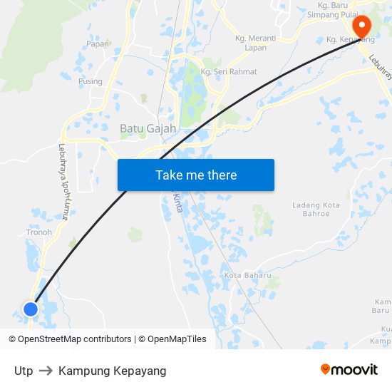 Utp to Kampung Kepayang map