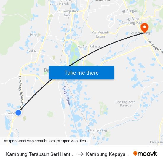 Kampung Tersusun Seri Kantan to Kampung Kepayang map