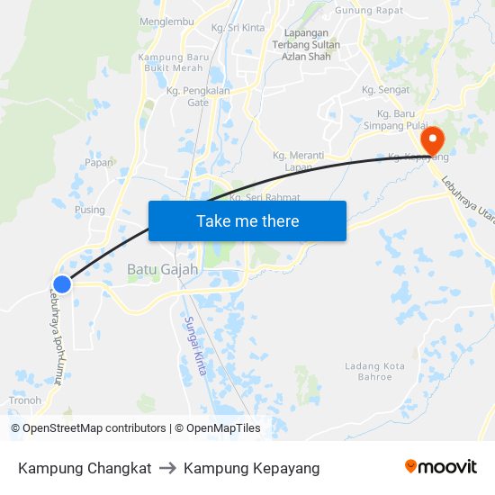 Kampung Changkat to Kampung Kepayang map