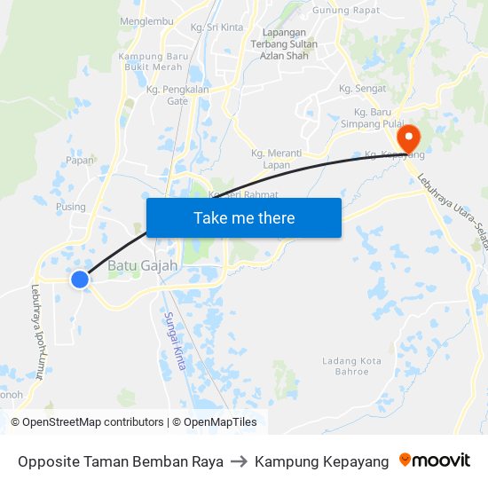 Opposite Taman Bemban Raya to Kampung Kepayang map