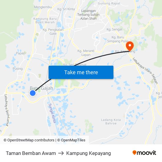 Taman Bemban Awam to Kampung Kepayang map