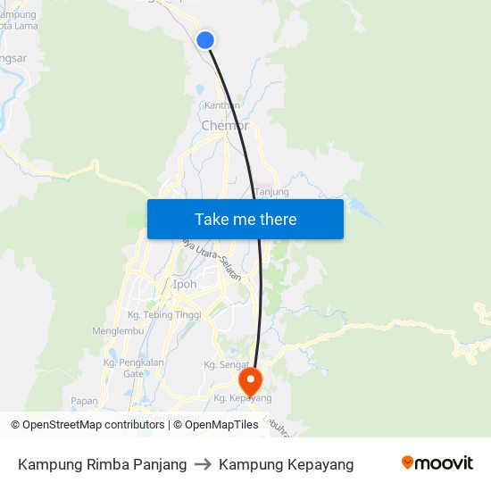 Kampung Rimba Panjang to Kampung Kepayang map