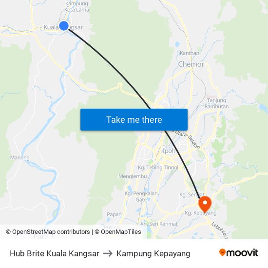 Hub Brite Kuala Kangsar to Kampung Kepayang map