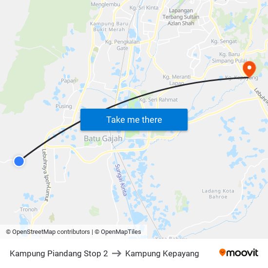 Kampung Piandang Stop 2 to Kampung Kepayang map
