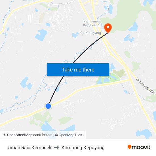 Taman Raia Kemasek to Kampung Kepayang map