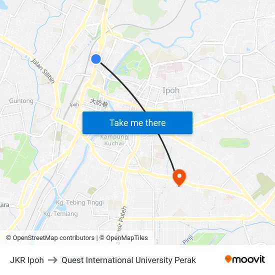 JKR Ipoh to Quest International University Perak map