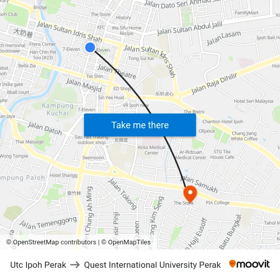 Utc Ipoh Perak to Quest International University Perak map