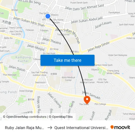 Ruby Jalan Raja Musa Aziz to Quest International University Perak map