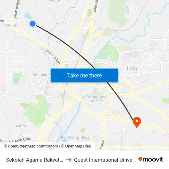 Sekolah Agama Rakyat Ittihadiah to Quest International University Perak map