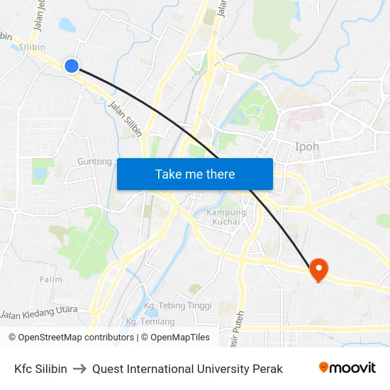 Kfc Silibin to Quest International University Perak map