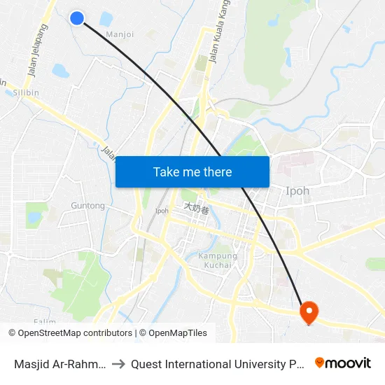 Masjid Ar-Rahman to Quest International University Perak map