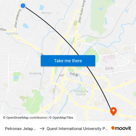 Petronas Jelapang to Quest International University Perak map