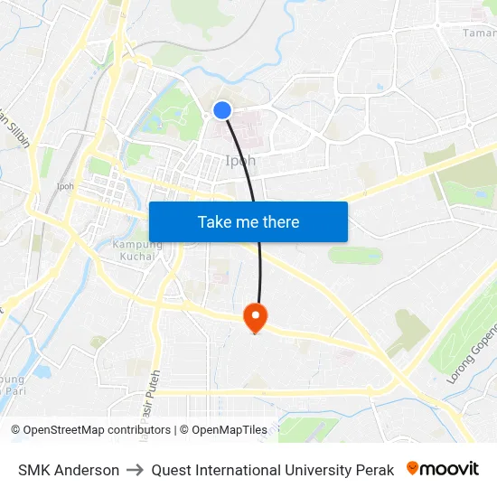 SMK Anderson to Quest International University Perak map