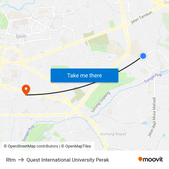 Rtm to Quest International University Perak map