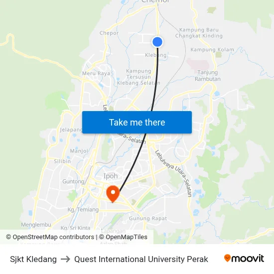 Sjkt Kledang to Quest International University Perak map