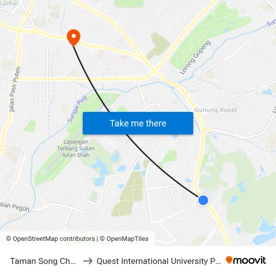Taman Song Choon to Quest International University Perak map