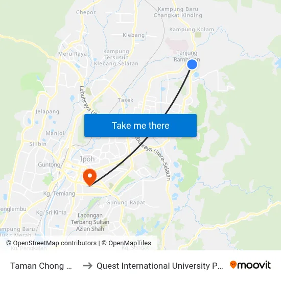 Taman Chong Wee to Quest International University Perak map