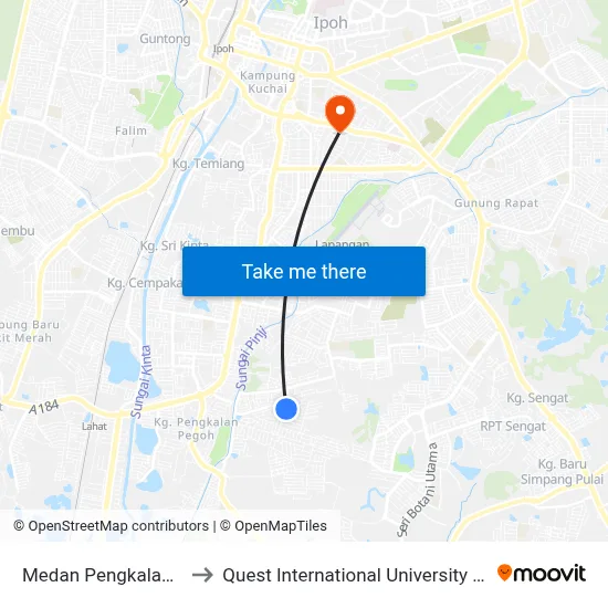 Medan Pengkalan Ria to Quest International University Perak map