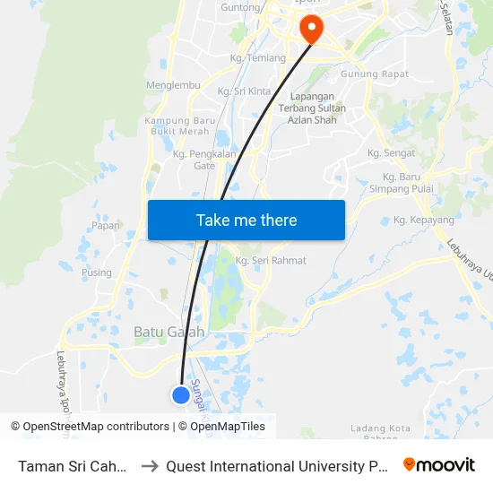 Taman Sri Cahaya to Quest International University Perak map