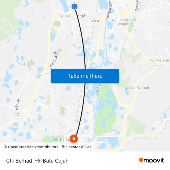 Gtk Berhad to Batu-Gajah map
