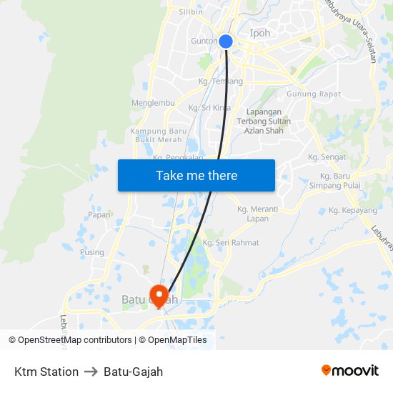 Ktm Station to Batu-Gajah map