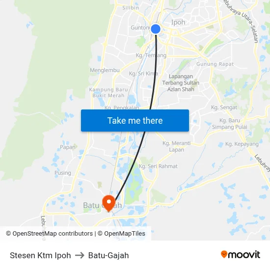 Stesen Ktm Ipoh to Batu-Gajah map