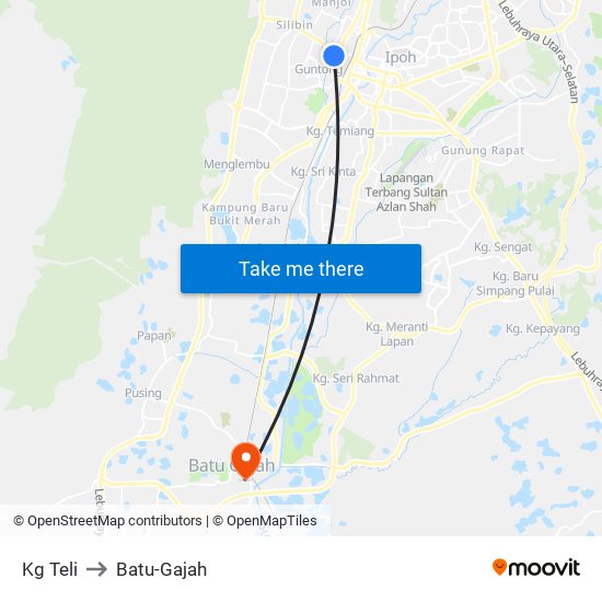 Kg Teli to Batu-Gajah map