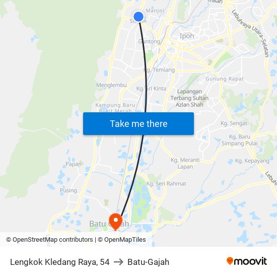 Lengkok Kledang Raya, 54 to Batu-Gajah map