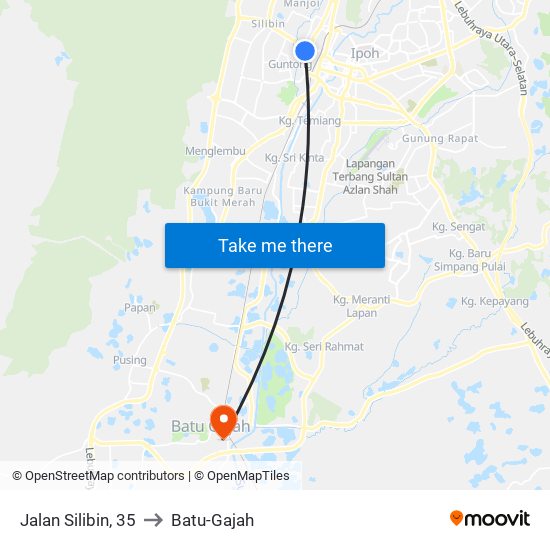 Jalan Silibin, 35 to Batu-Gajah map