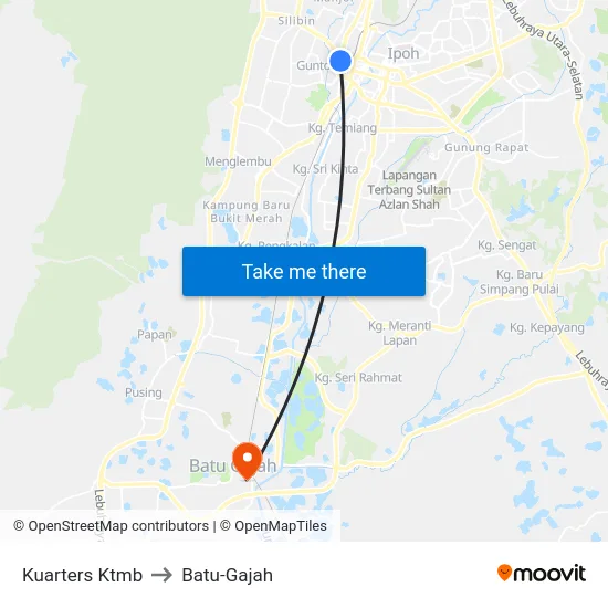 Kuarters Ktmb to Batu-Gajah map