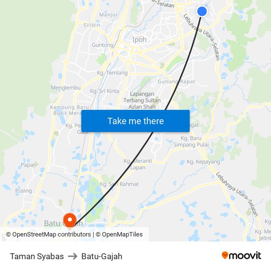 Taman Syabas to Batu-Gajah map