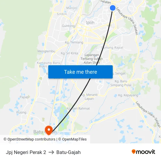 Jpj Negeri Perak 2 to Batu-Gajah map