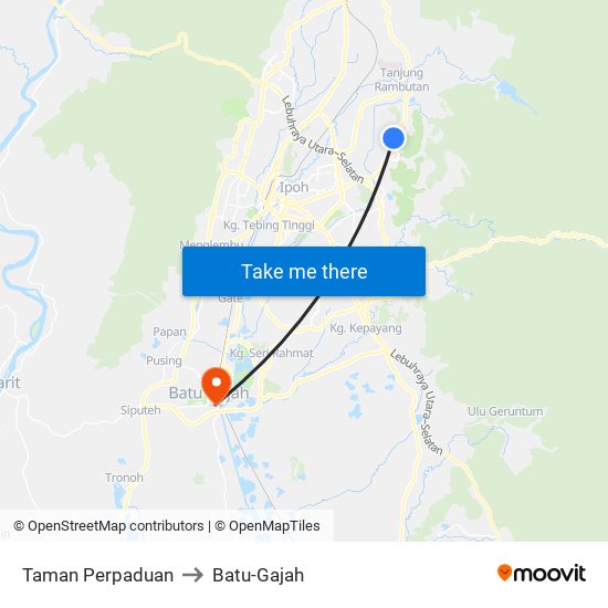 Taman Perpaduan to Batu-Gajah map