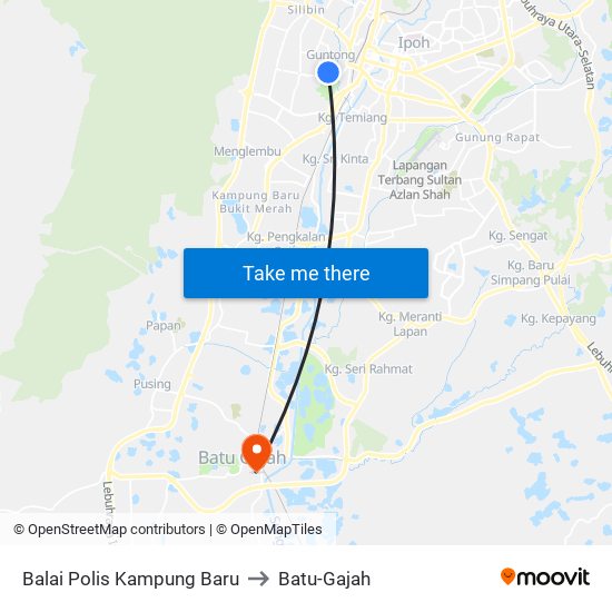 Balai Polis Kampung Baru to Batu-Gajah map