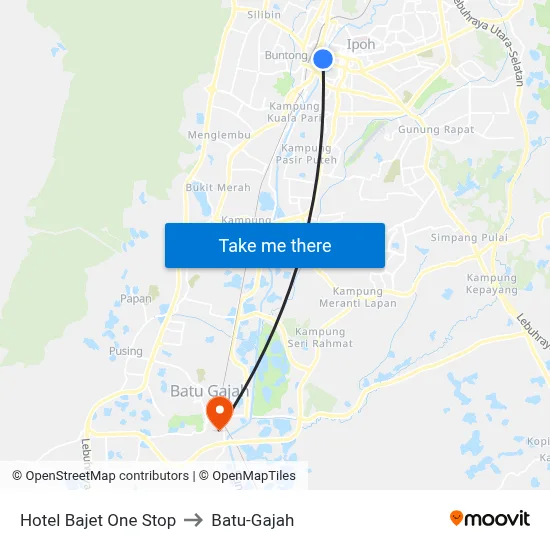 Hotel Bajet One Stop to Batu-Gajah map